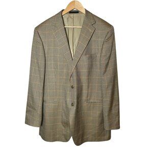 Paul Betenly Silk & Wool Blazer Mens 42R Beige Two-Button Lined Jacket